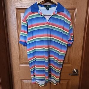 Vintage Men’s Hunt Club Polo Shirt‎ Size M Tall Striped Polo Shirt 1990s Shirt